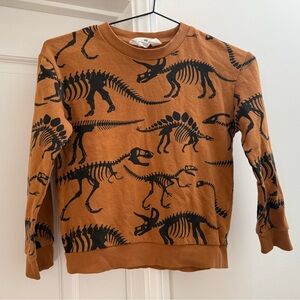 H&M Brown Dinosaur Fossil Print Sweatshirt